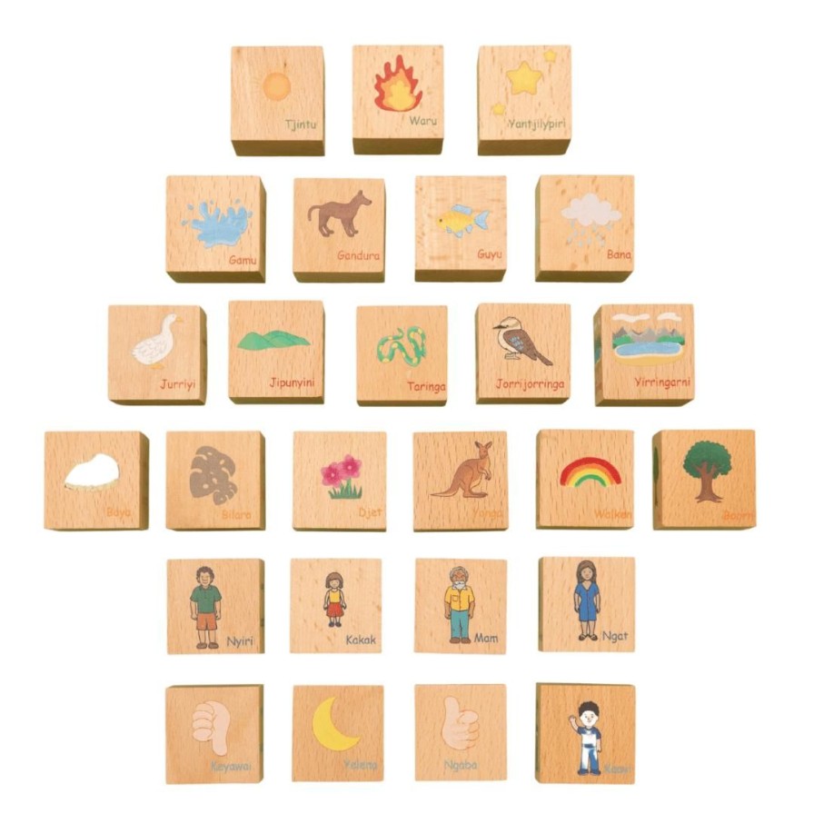 Wooden Toys Freckled Frog Literacy Toys | Languages Of Our Nation Wooden Blocks