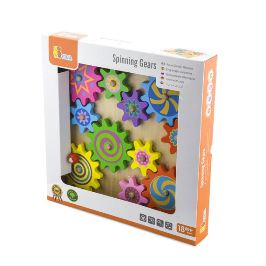 Wooden Toys Viga Shapes & Colours | Spinning Gear Board