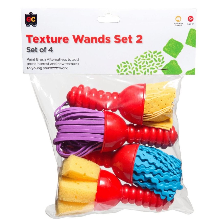 Wooden Toys ed.vantage Shapes & Colours | Texture Paint Brushes-Set Of 4