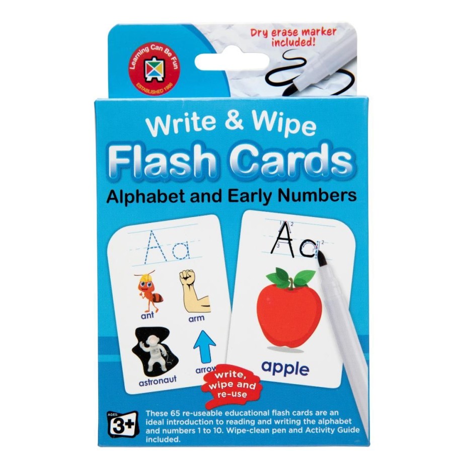 Wooden Toys ed.vantage Numeracy | Alphabet Flash Cards-Write & Wipe With Marker