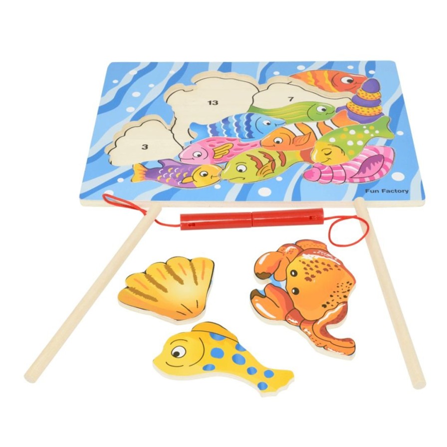 Wooden Toys Fun Factory Montessori Toys | Magnetic Fishing Puzzle With 2 Rods