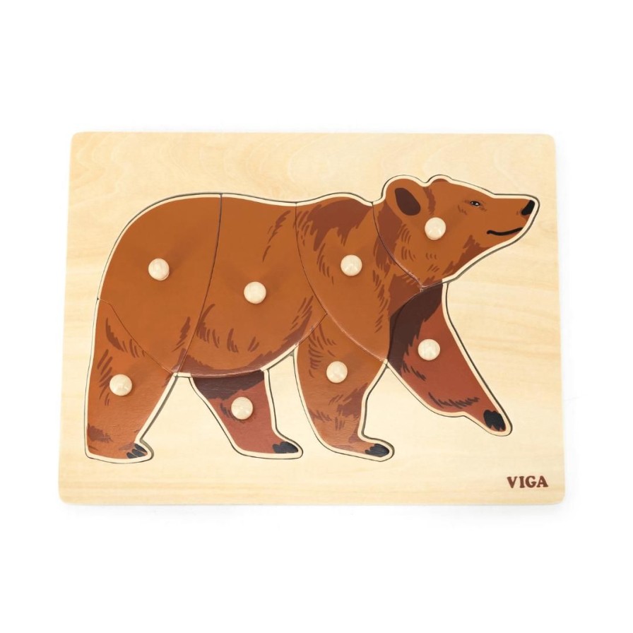 Wooden Toys Viga Baby Toys & Teethers | Montessori Wooden Puzzle-Bear