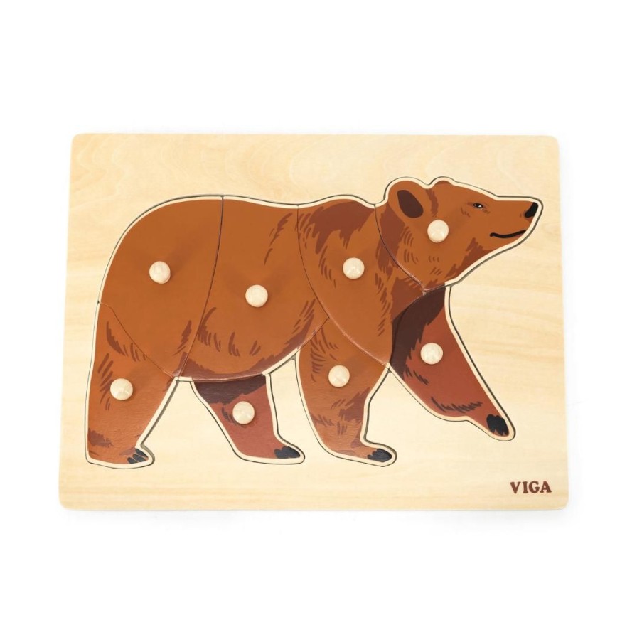 Wooden Toys Viga Animal Puzzles | Montessori Wooden Puzzle-Bear