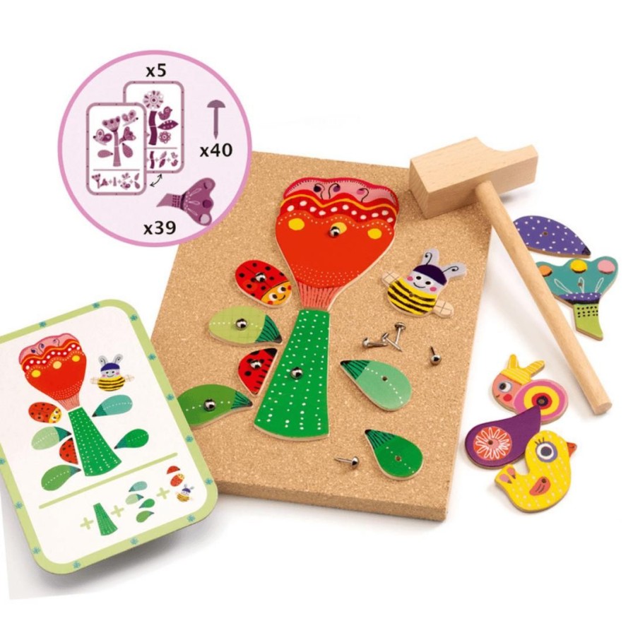 Wooden Toys Djeco Fine Motor Skills | Tap Tap Set-Garden Theme