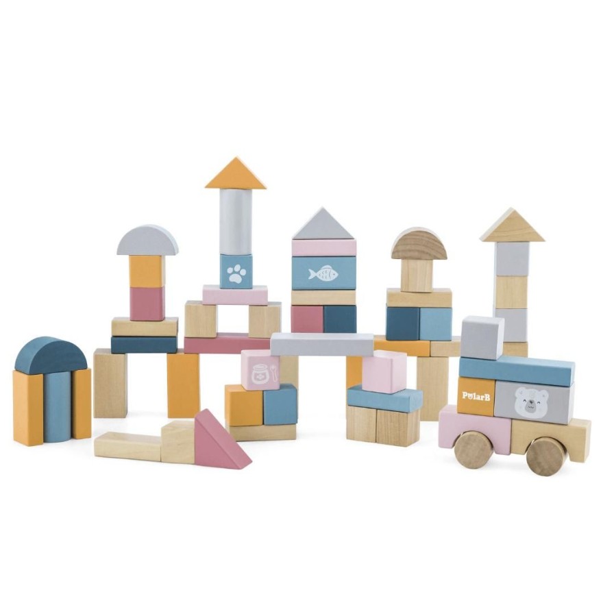 Wooden Toys Viga Montessori Toys | Wooden Pastel Blocks-60 Pieces