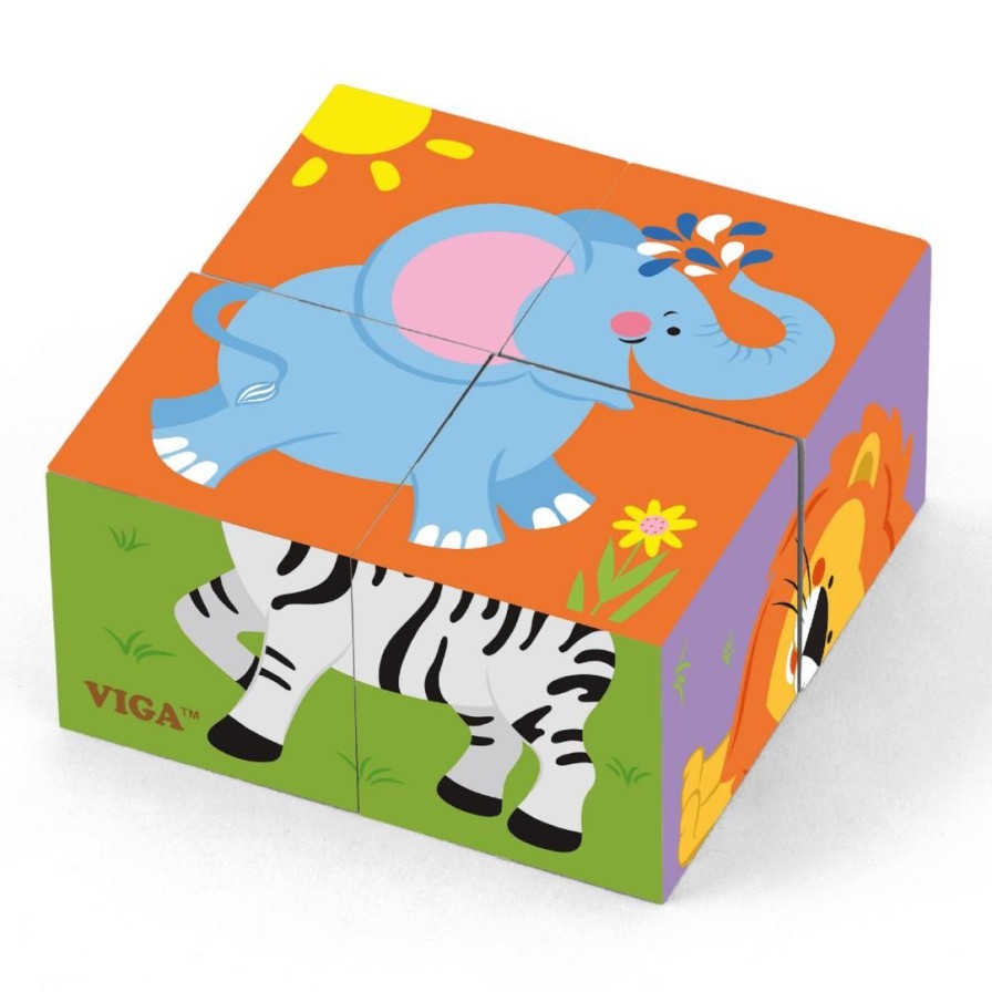 Wooden Toys Viga Jigsaw Puzzles | Cube Puzzle-Wild Animals