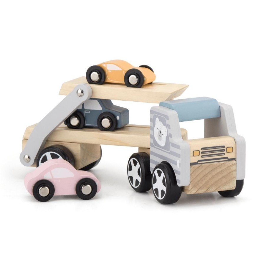 Wooden Toys Viga Baby & Toddler Puzzles | Pastel Car Carrier With 3 Cars