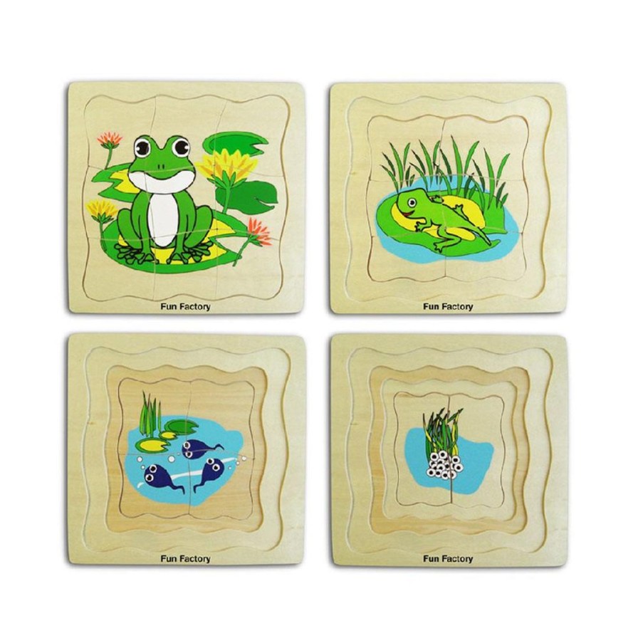 Wooden Toys Fun Factory Jigsaw Puzzles | Wooden Frog Lifecycle Puzzle-4 Layer