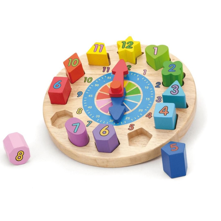 Wooden Toys Viga Baby & Toddler Puzzles | Wooden Clock-Round