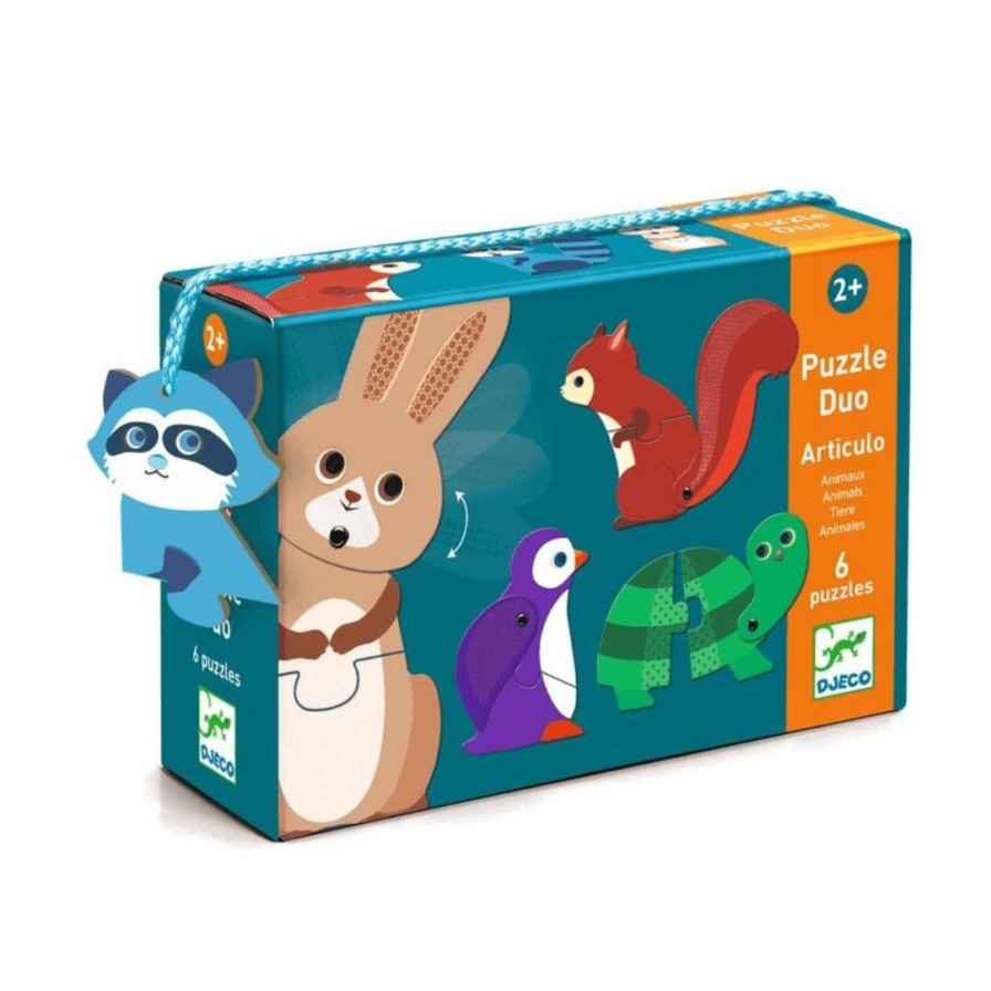 Wooden Toys Djeco Puzzles | Duo Animal Puzzles With Moving Part-Set Of 6