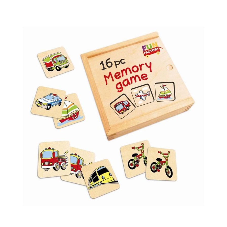 Wooden Toys Fun Factory Fine Motor Skills | Transport Memory Game-16 Piece