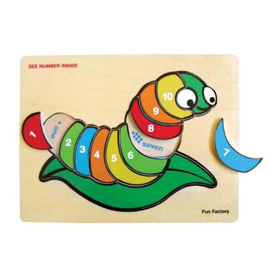 Wooden Toys Fun Factory Jigsaw Puzzles | Raised Silk Worm Number Puzzle