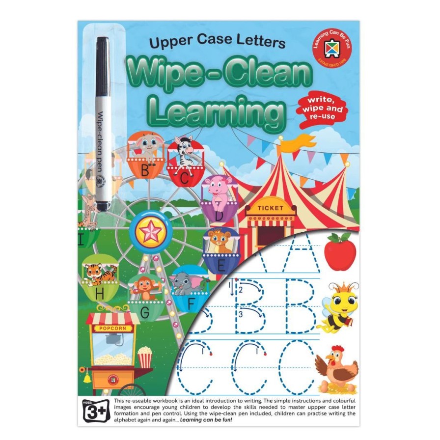 Wooden Toys ed.vantage Literacy Toys | Wipe-Clean Learning Book-Upper Case Letters