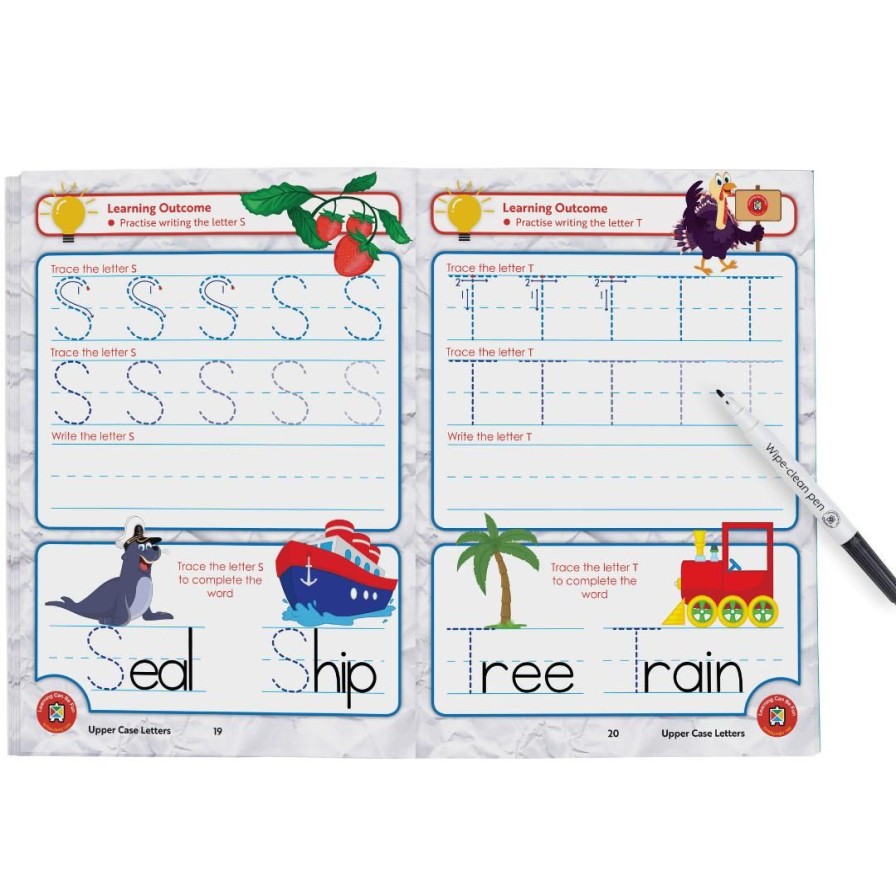 Wooden Toys ed.vantage Literacy Toys | Wipe-Clean Learning Book-Upper Case Letters