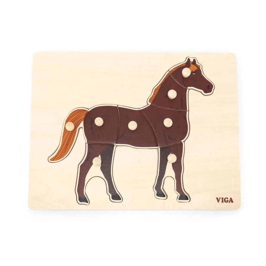 Wooden Toys Viga Fine Motor Skills | Montessori Wooden Puzzle-Horse