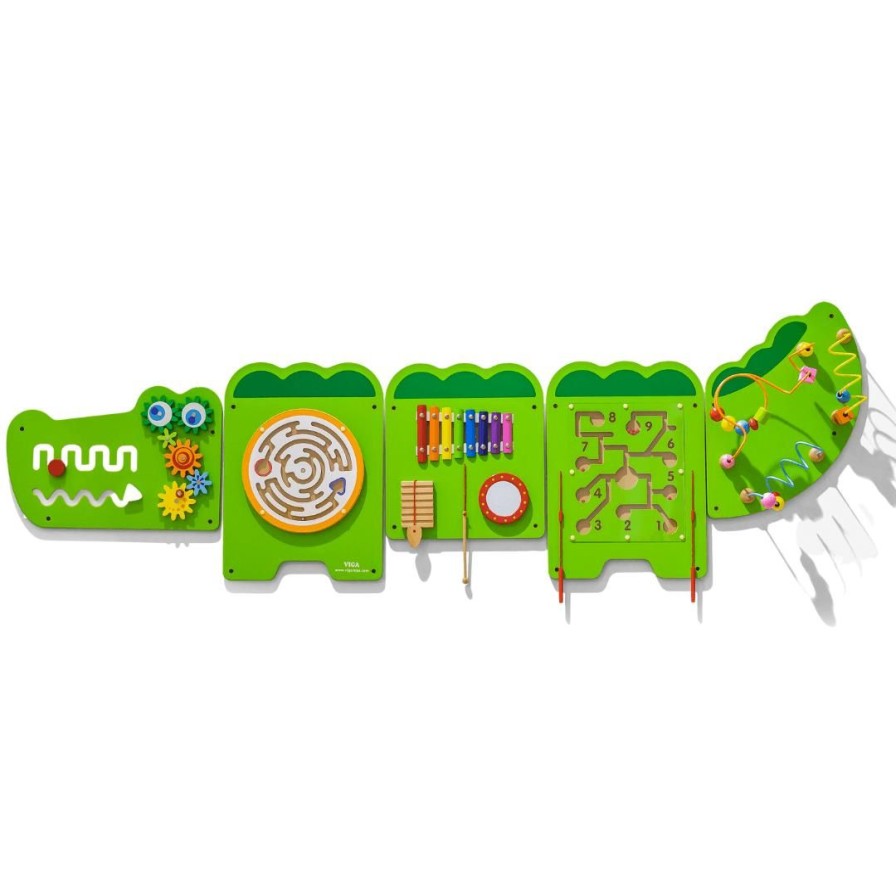 Wooden Toys Viga Activity Cubes | Crocodile Wall Activity Centre