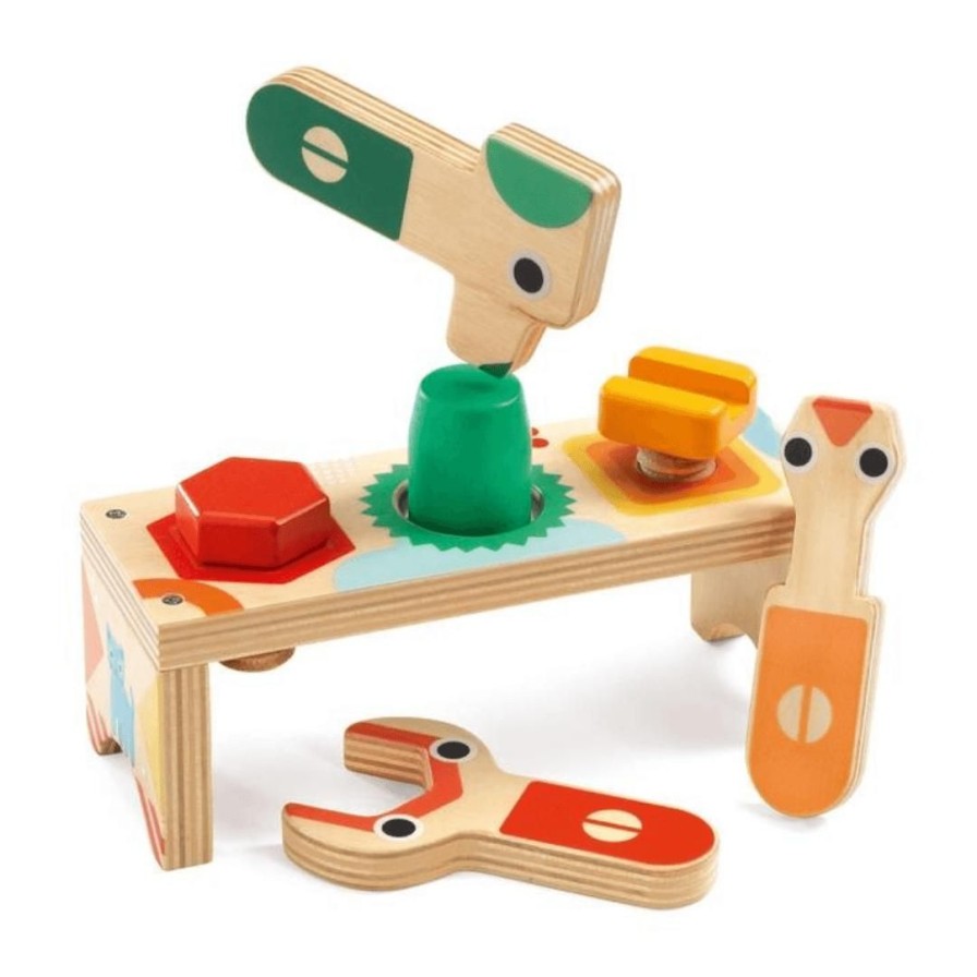 Wooden Toys Djeco Shapes & Colours | Bricolou Wood Tool Set