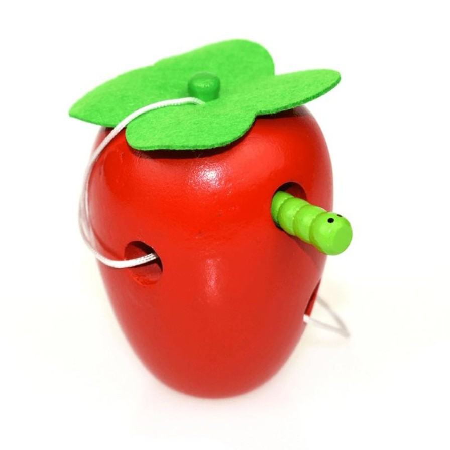 Wooden Toys Kaper Kidz Animals | Wooden Lacing Apple With Worm