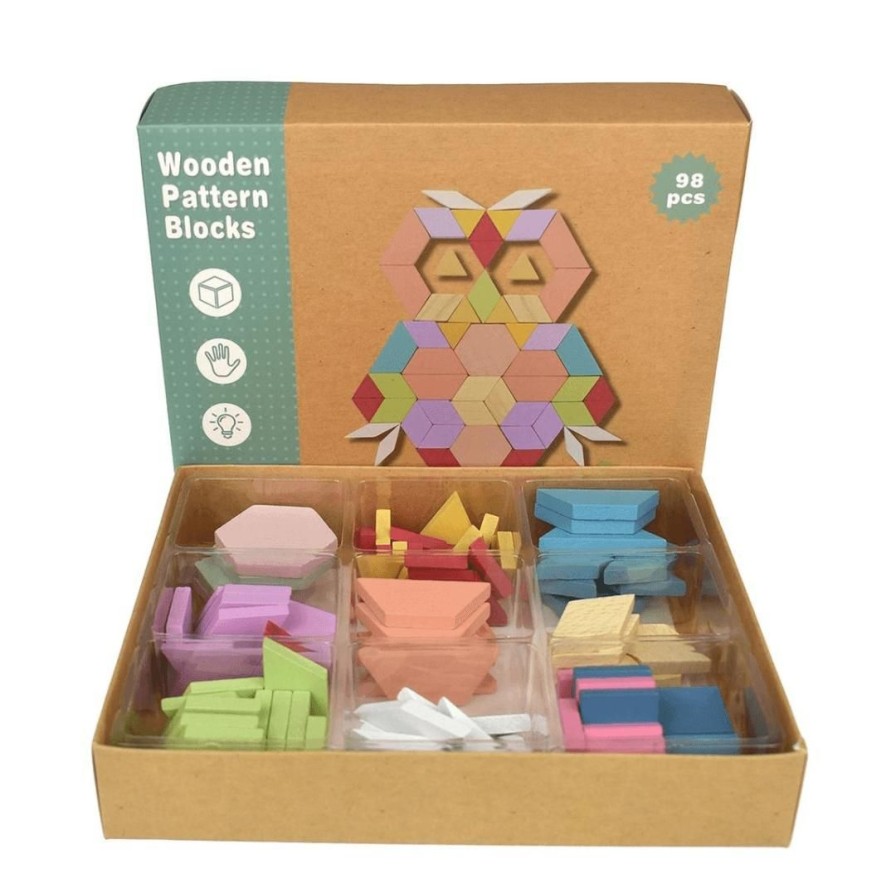 Wooden Toys Kaper Kidz Stacking Toys | Wooden Pastel Shape Blocks