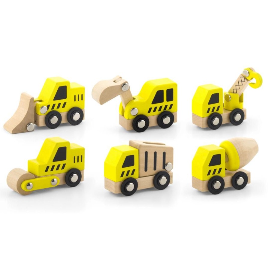 Wooden Toys Viga Pretend Play | Construction Vehicles-Set Of 6