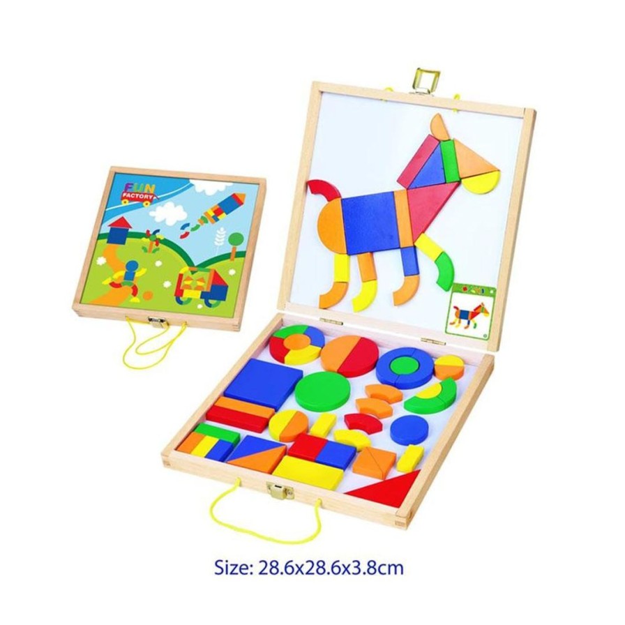 Wooden Toys Fun Factory Baby & Toddler Puzzles | Magnetic Pattern Blocks