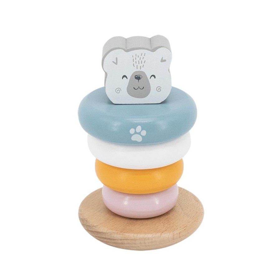 Wooden Toys Viga Building Blocks | Polar Bear Pastel Ring Stacker