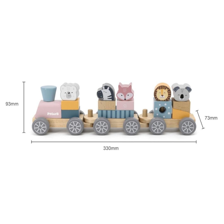 Wooden Toys Viga Building Blocks | Pastel Animal Stacking Train