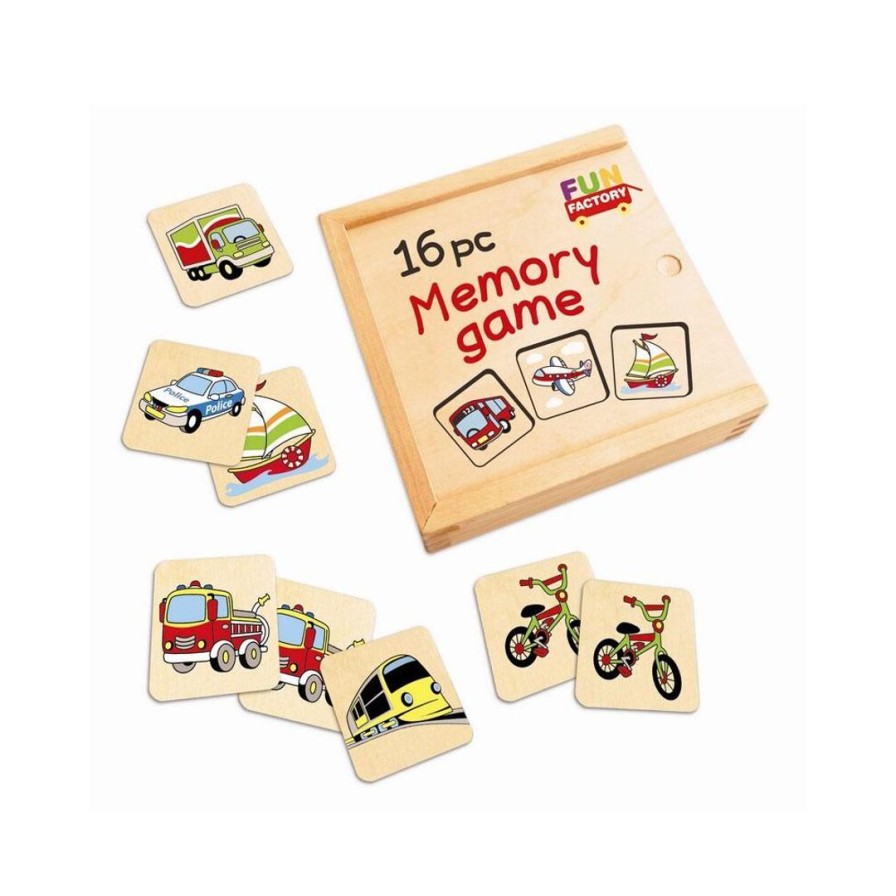 Wooden Toys Fun Factory Cars & Trucks | Transport Memory Game-16 Piece