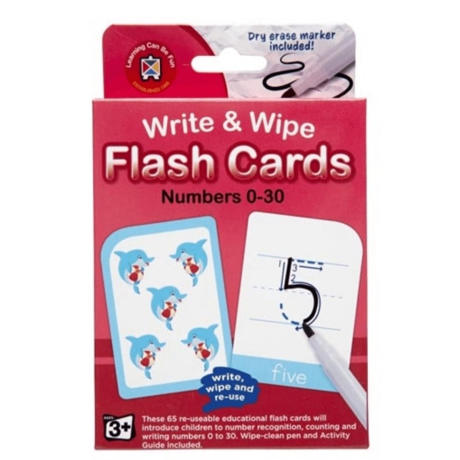 Wooden Toys ed.vantage Literacy Toys | Numbers 0-30 Flash Cards-Write & Wipe With Marker