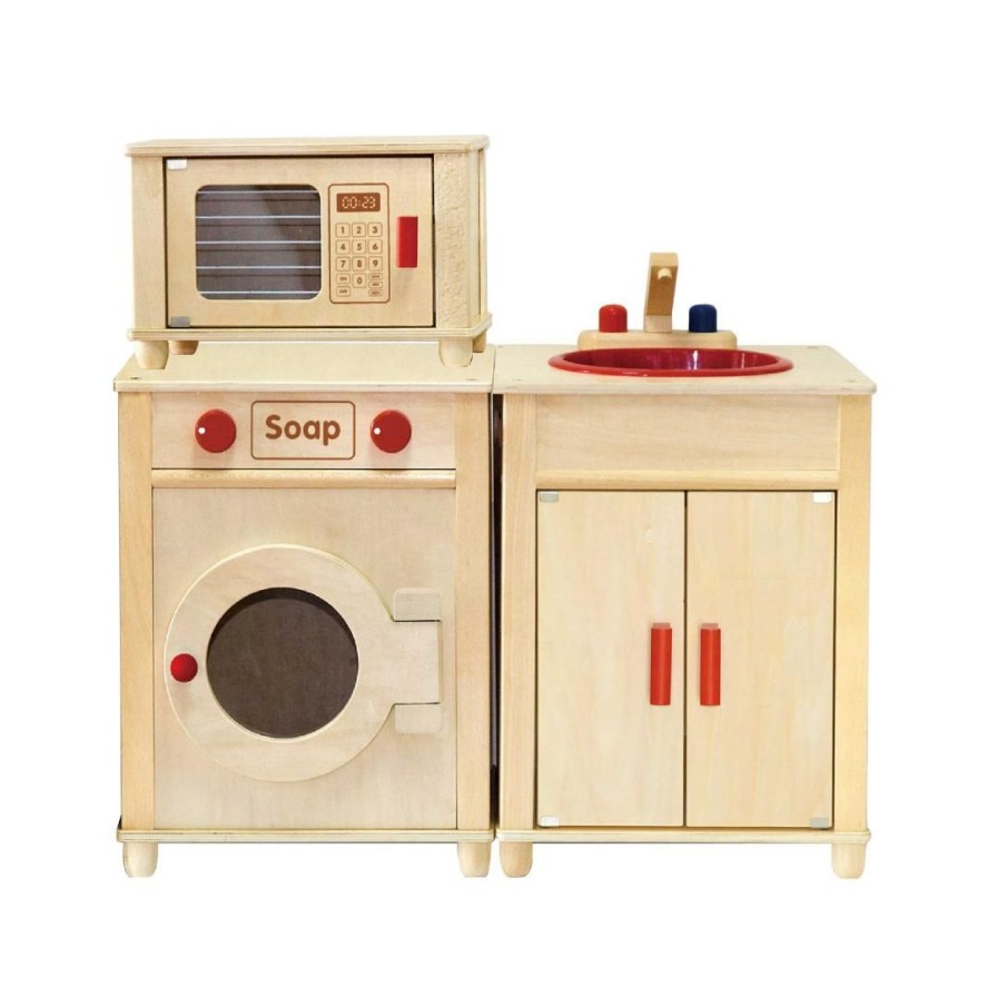 Wooden Toys Viga Kitchen & Food Sets | 5 Piece Home Corner Kitchen & Laundry Set