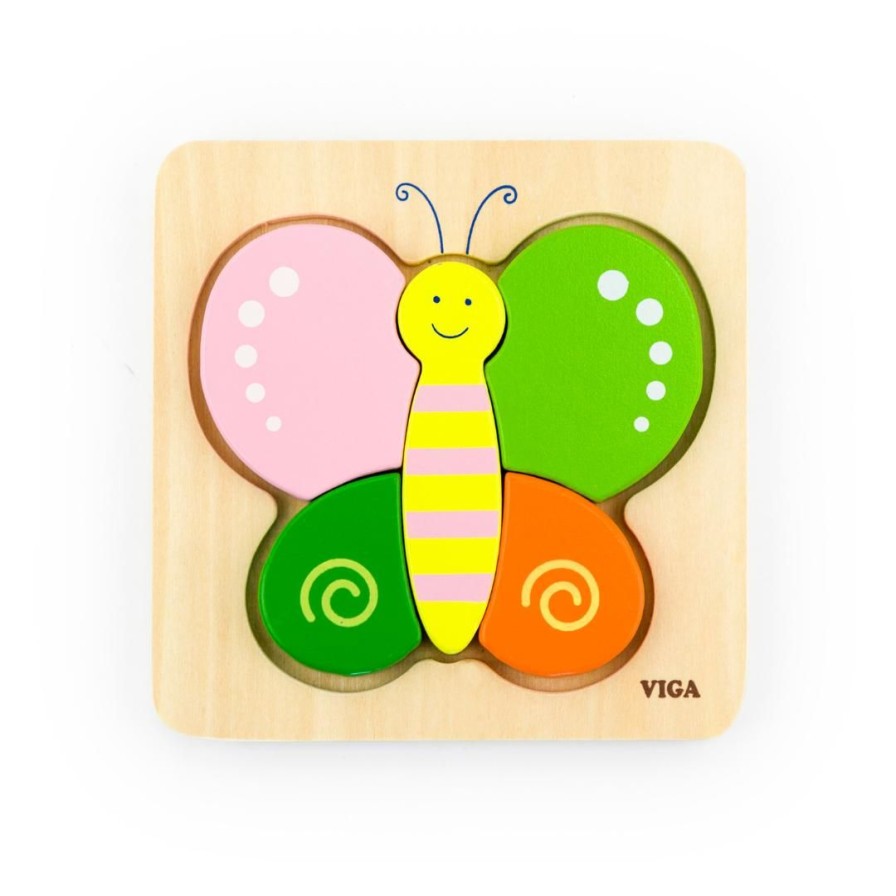 Wooden Toys Viga Animals | Mini Block Puzzle-Butterfly