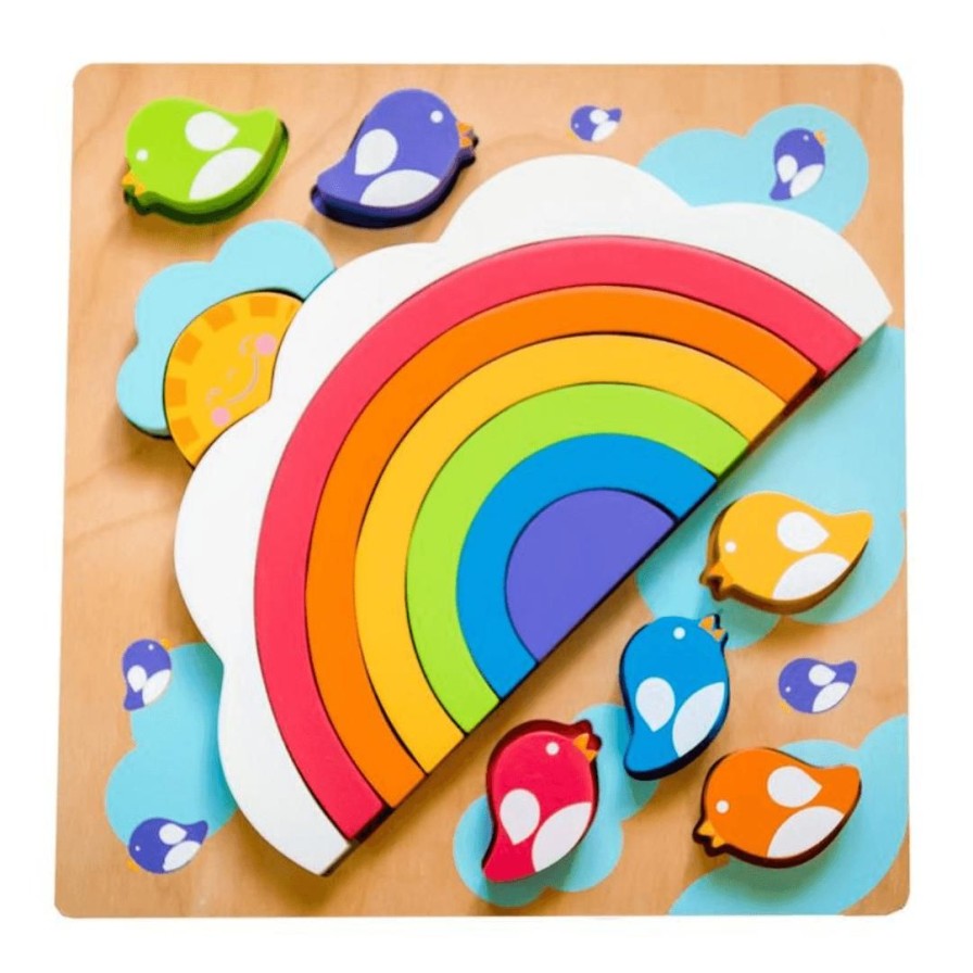 Wooden Toys Kiddie Connect Animals | Rainbow & Sun Bird Puzzle