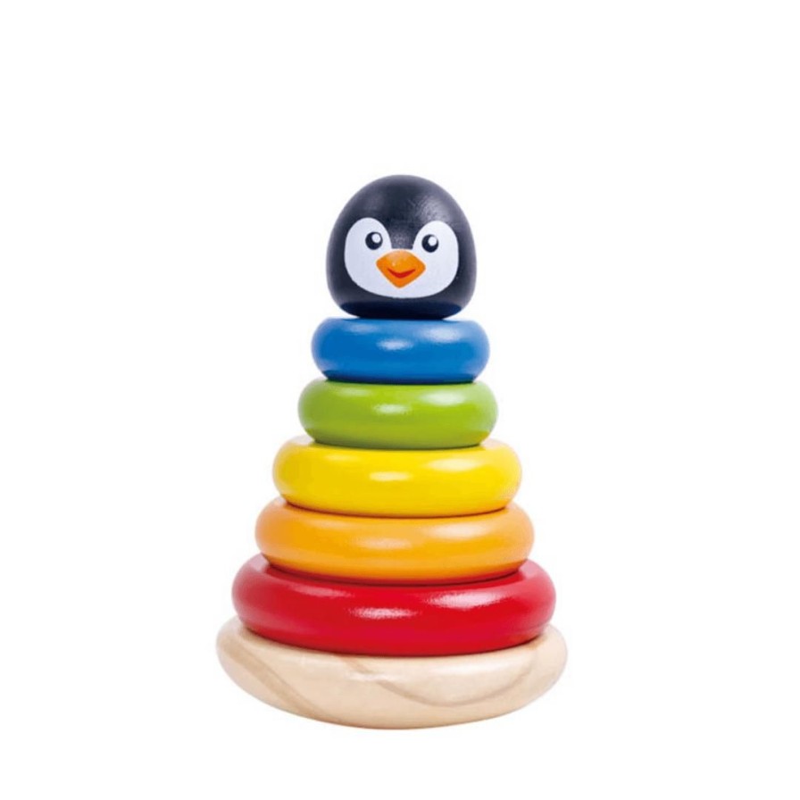 Wooden Toys Tooky Toy Fine Motor Skills | Rainbow Penguin Stacker