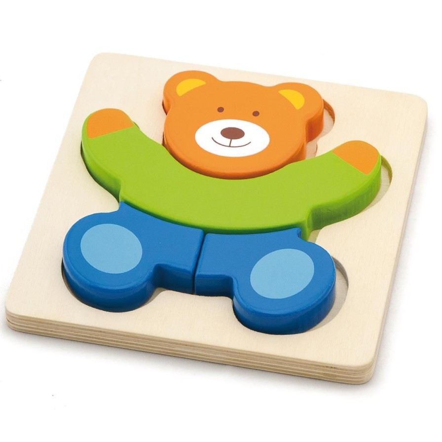 Wooden Toys Viga Fine Motor Skills | Mini Block Puzzle-Bear