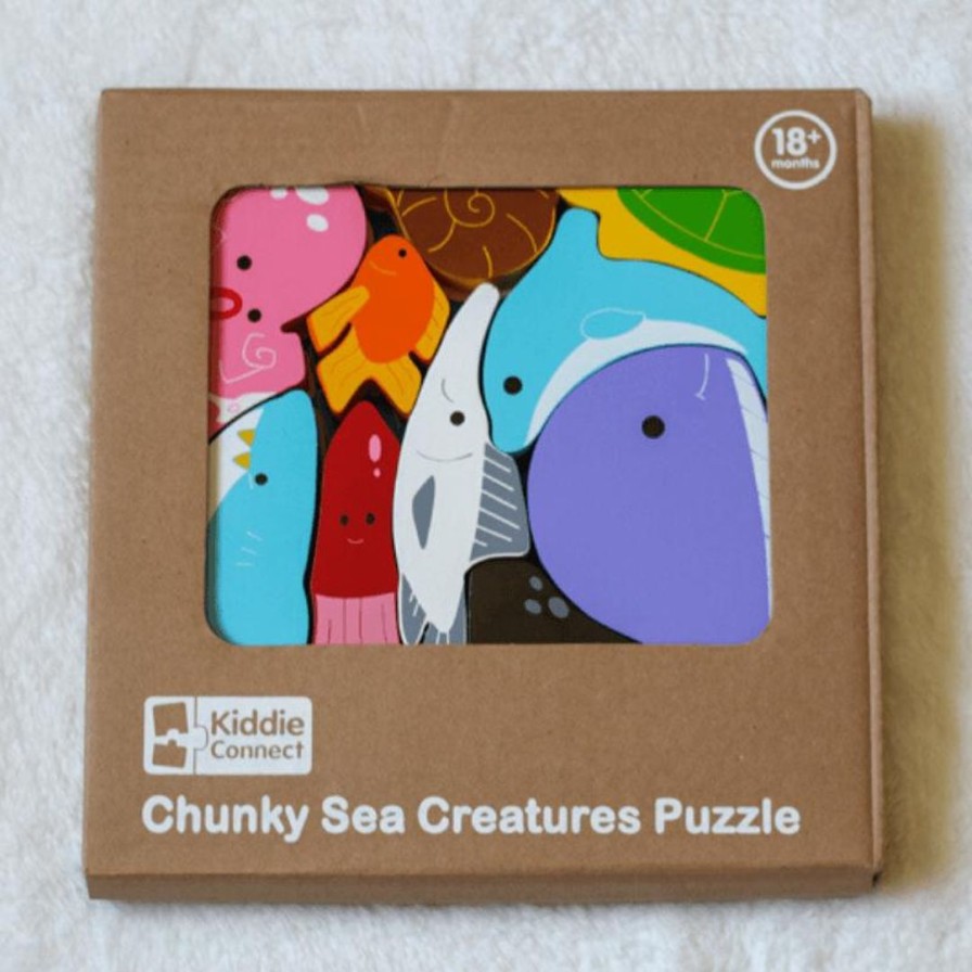 Wooden Toys Kiddie Connect Animals | Animals In The Ocean Chunky Puzzle