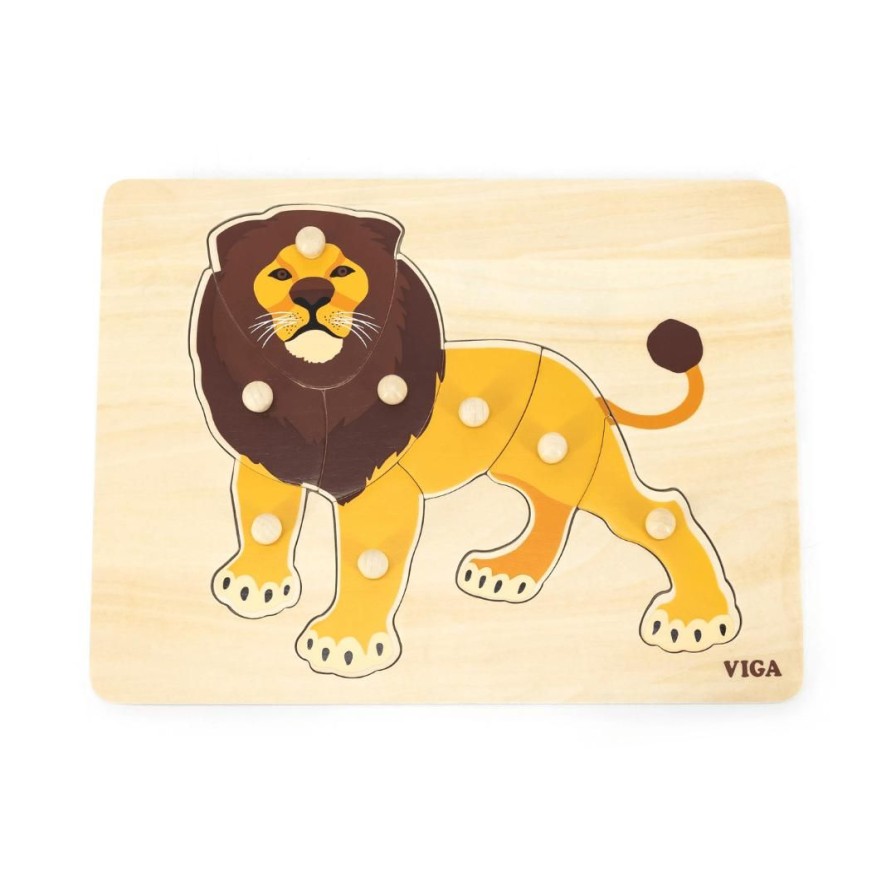 Wooden Toys Viga Animals | Montessori Wooden Puzzle-Lion