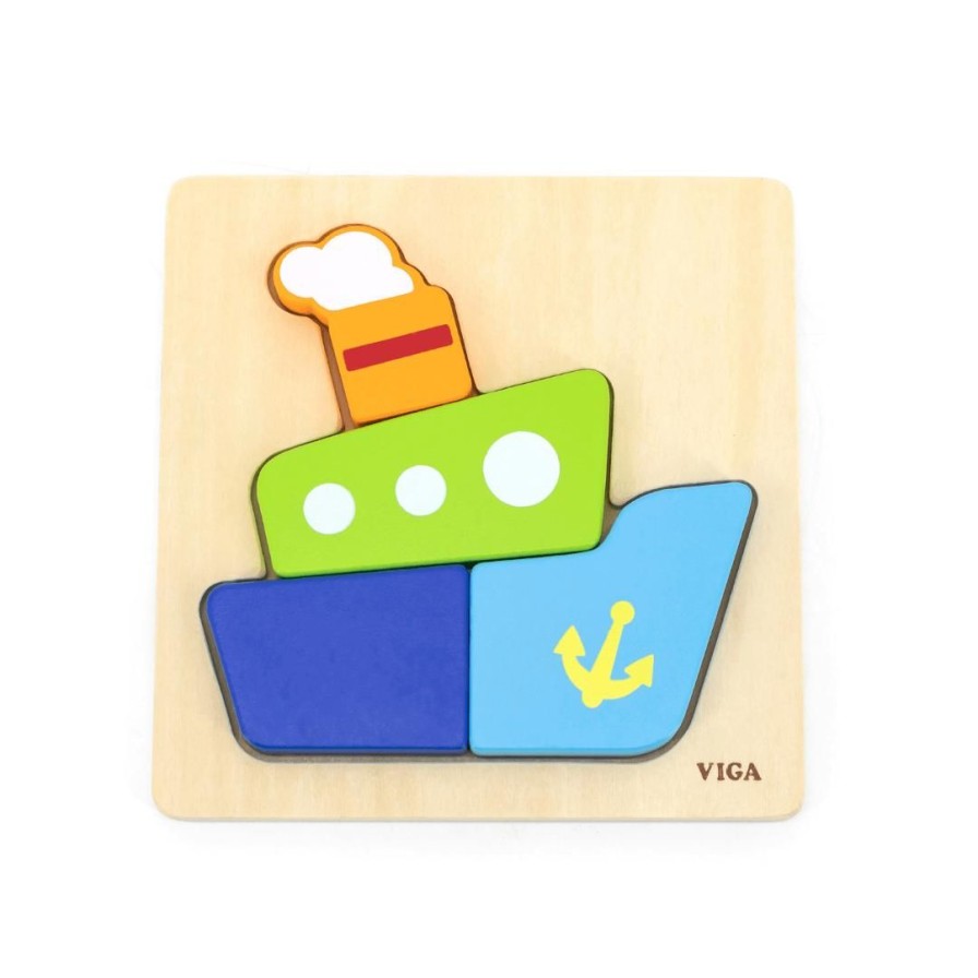 Wooden Toys Viga Puzzles | Mini Block Puzzle-Boat