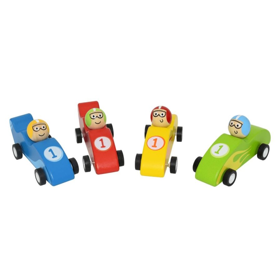 Wooden Toys Kaper Kidz Pull & Push Along Toys | Pull Back Colourful Wooden Racing Car