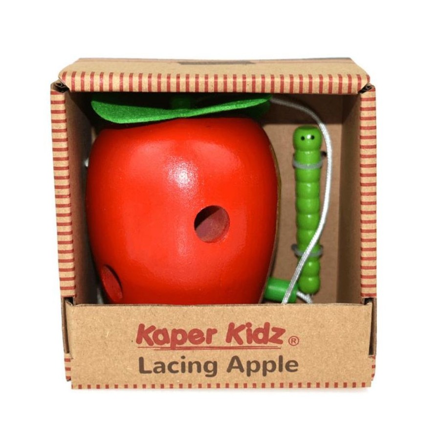 Wooden Toys Kaper Kidz Montessori Toys | Wooden Lacing Apple With Worm