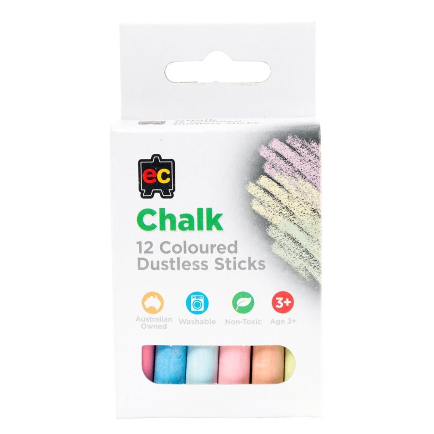 Wooden Toys ed.vantage Shapes & Colours | Coloured Chalk-12 Pack