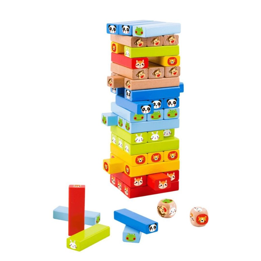 Wooden Toys Tooky Toy Board Games & Activities | Animal Blocks Stacking Game