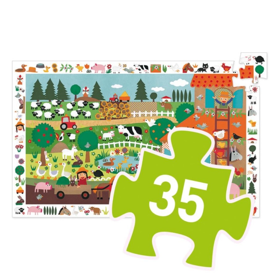 Wooden Toys Djeco Puzzles | Farm Observation Puzzle-35 Pieces