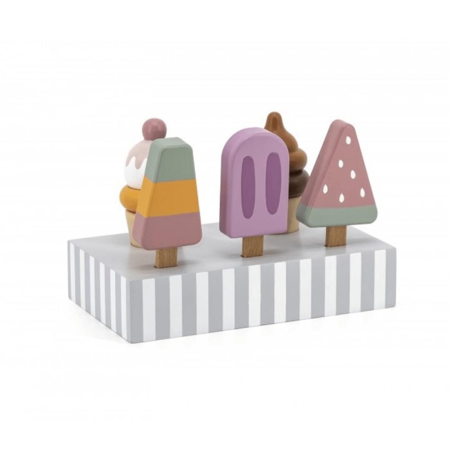 Wooden Toys Viga Play Food | Popsicle And Ice Cream Set-5 Piece