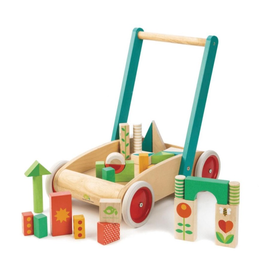 Wooden Toys Tender Leaf Toys Fine Motor Skills | Wooden Wagon With Blocks-Garden Theme