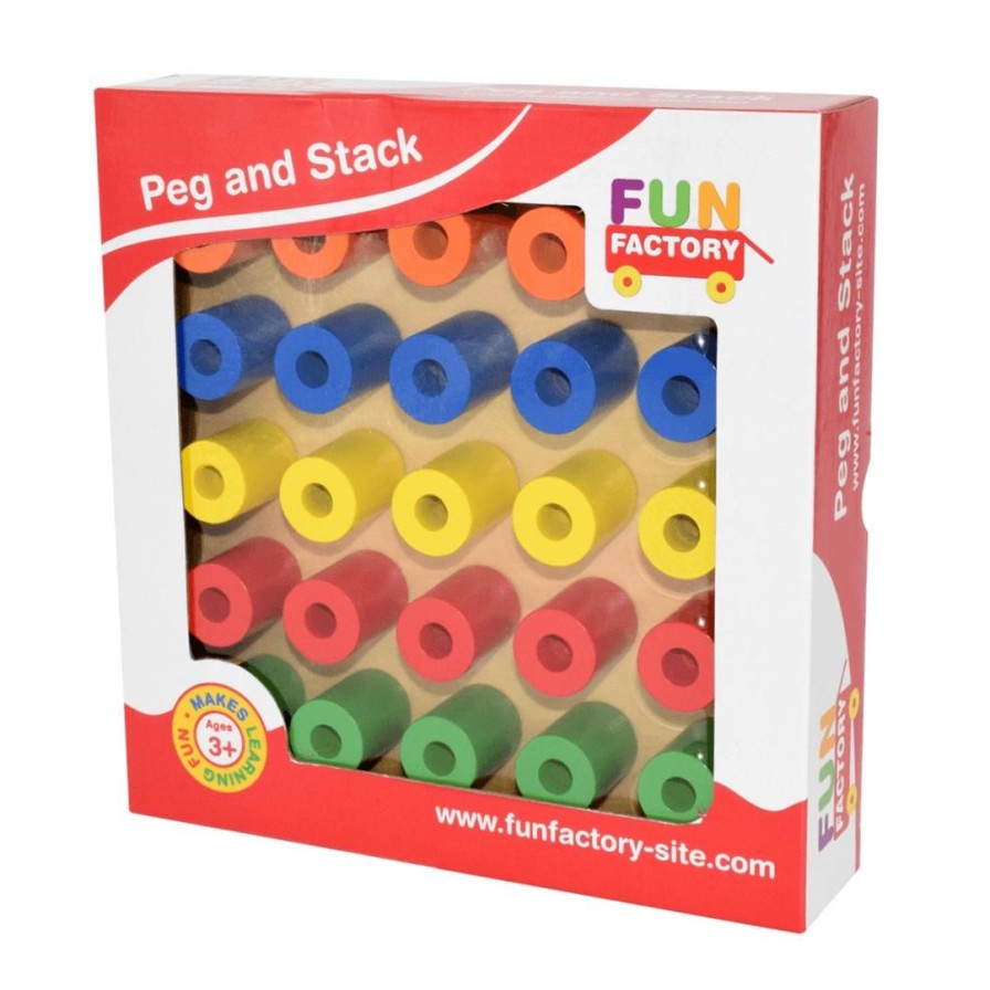 Wooden Toys Fun Factory Stacking Toys | Peg And Stack Board