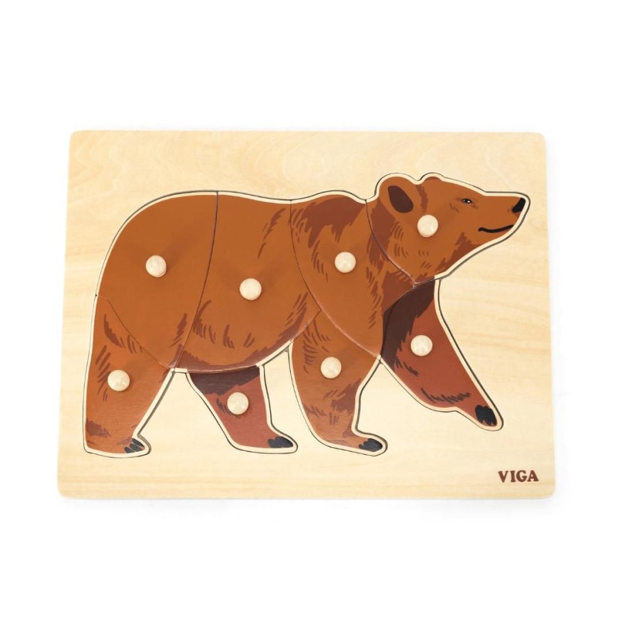 Wooden Toys Viga Baby & Toddler Puzzles | Montessori Wooden Puzzle-Bear