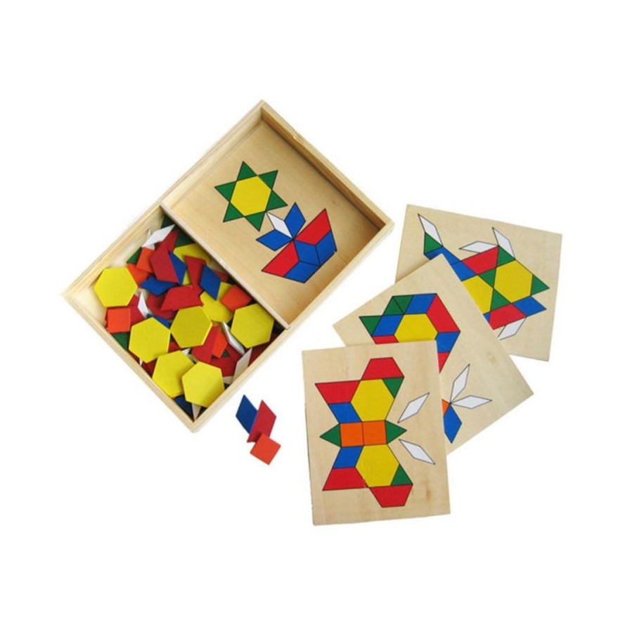 Wooden Toys Fun Factory Shapes & Colours | Wooden Pattern Blocks