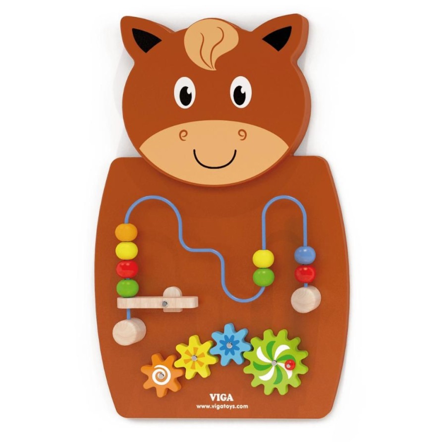 Wooden Toys Viga Activity Cubes | Wooden Horse Wall Activity Toy