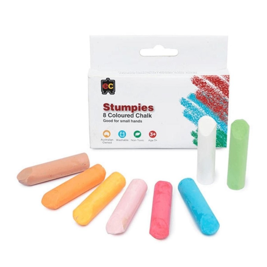 Wooden Toys ed.vantage Shapes & Colours | Stumpies Chalk-Packet Of 8