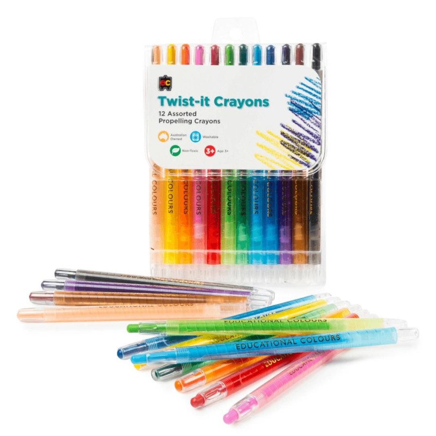 Wooden Toys ed.vantage Arts & Crafts | Twist-It Crayons-Set Of 12